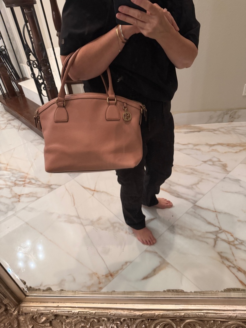 Gucci Pebbled Leather Hobo in Mauve with Gold Hardware